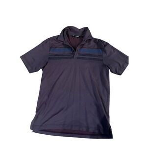 Travis Mathew Mens Short Sleeve Polo Shirt Purple Striped Chest Size Small